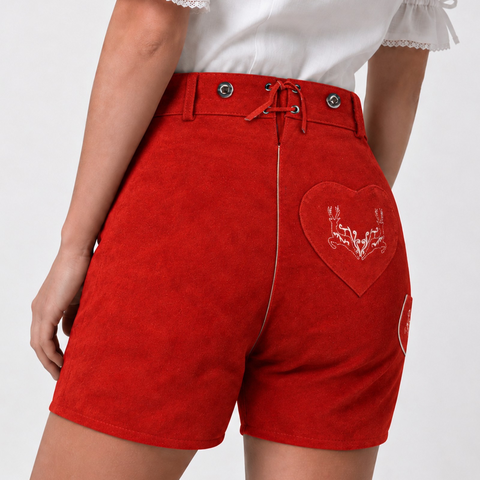 Bavarian Women Lederhosen Red Traditional Ladies Germen Outfit Oktoberfest Dress