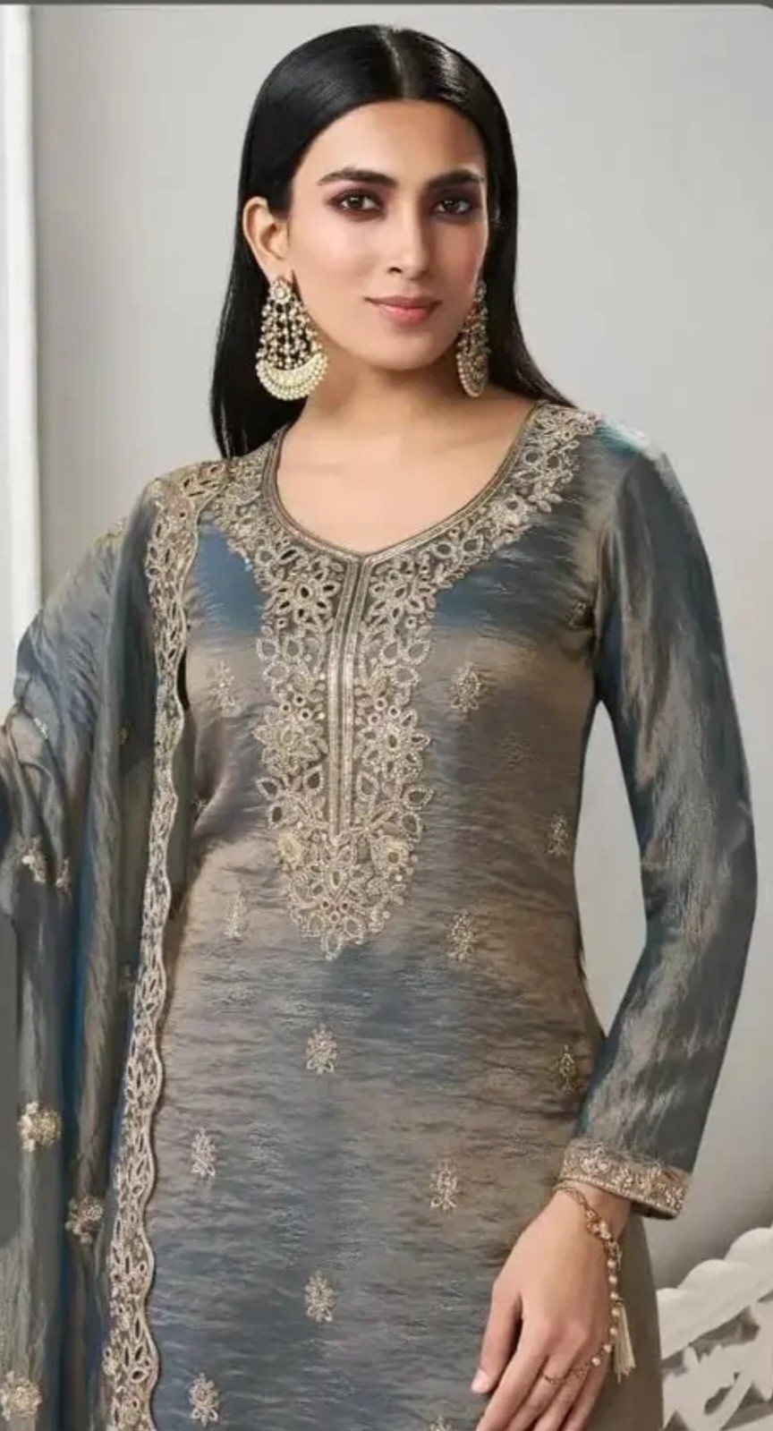 Women Tranding Embroidered Kurta With Pant & Dupatta. Size S To Xxl.