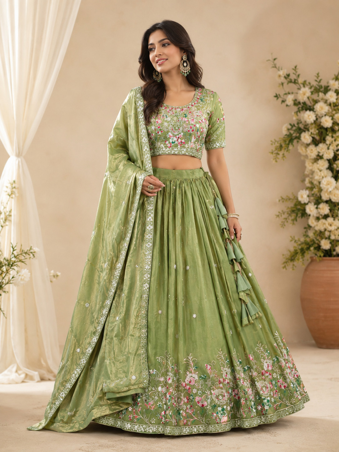 Women’s Indian Wedding Lehenga Unstitch Choli Designer Floral Party Wear Outfit