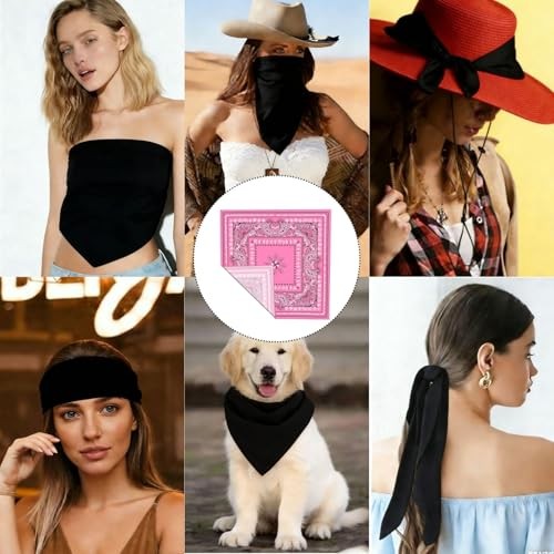 Head Scarf Hair Neck Scarves for Women Fashion Silk Satin Pink Paisley Western
