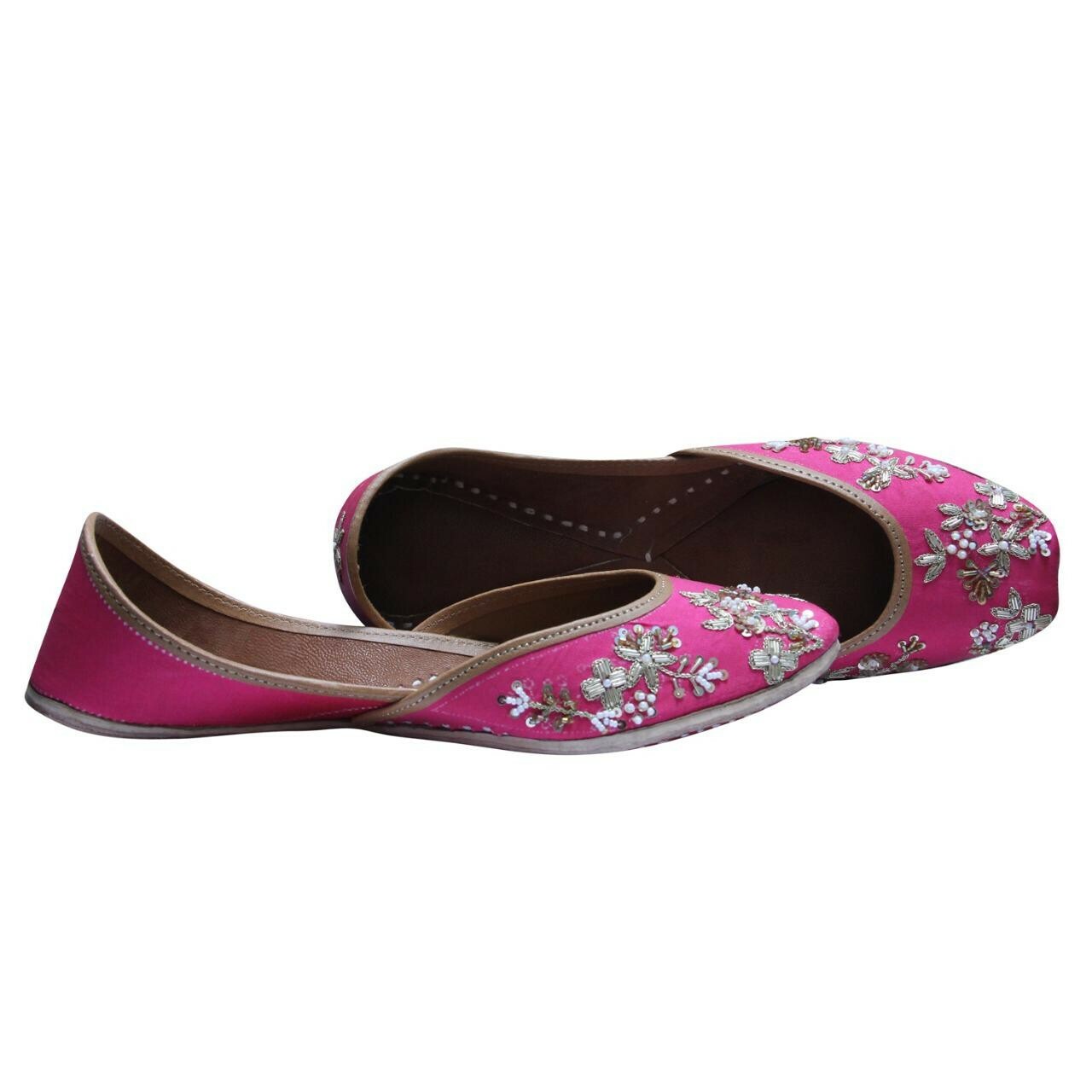 Rose Pink Jutti with Gold Embroidery Work (sizes 6, 7, 8 and 9)