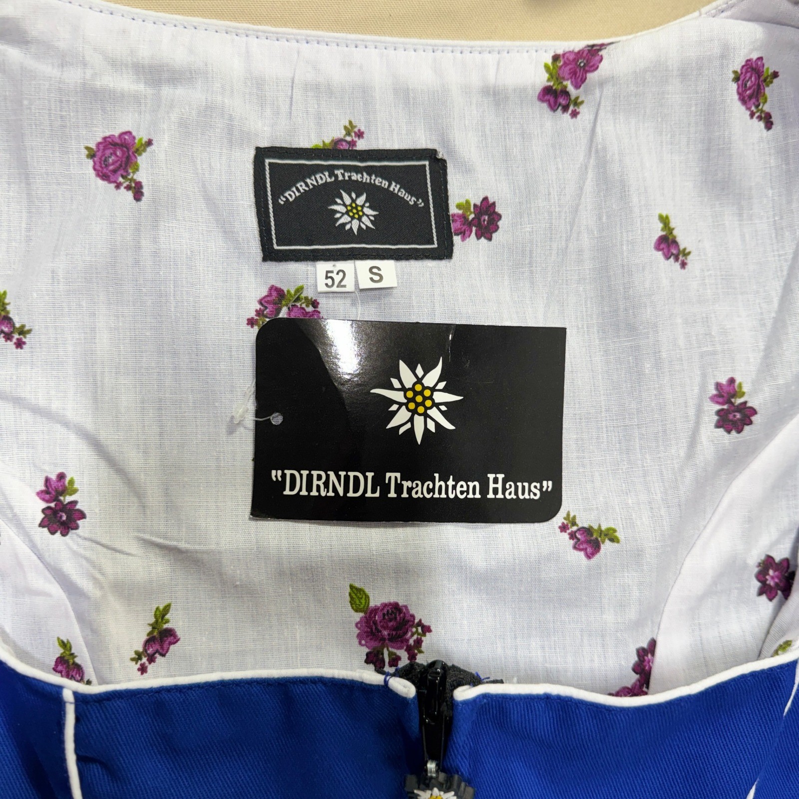 Dirndl Trachten Haus Blue Embroidered Bavarian Dress Size 52 22 Oktoberfest READ