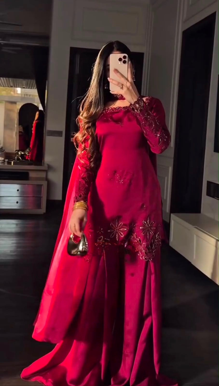 Women’s Fendy Silk Kurta Palazzo Set with Dupatta – Ready to Wear