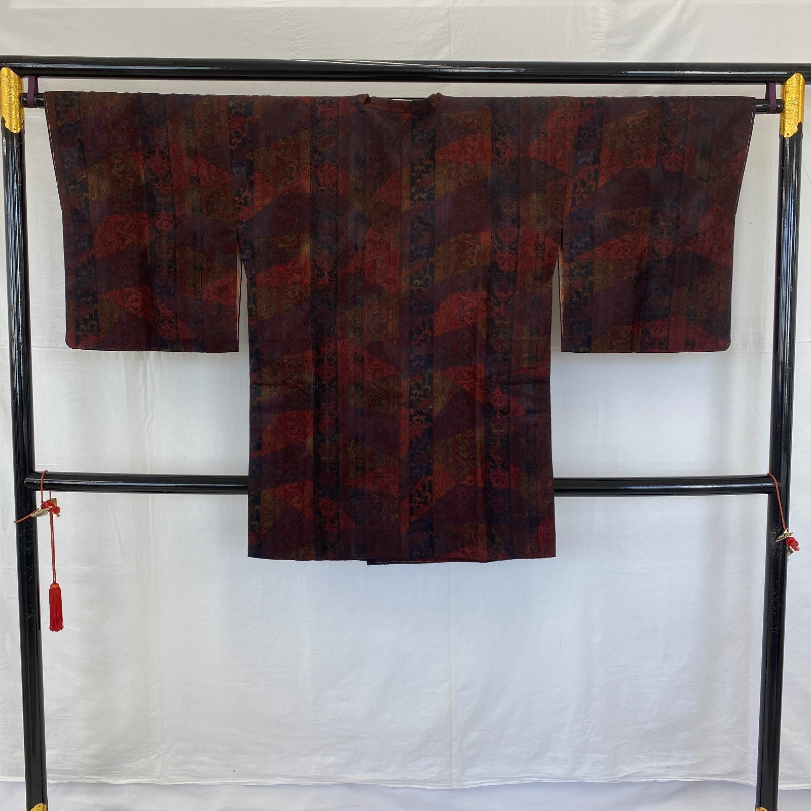 Japanese Vintage Kimono Michiyuki Jacket Silk Brown Traditional Authentic 34in