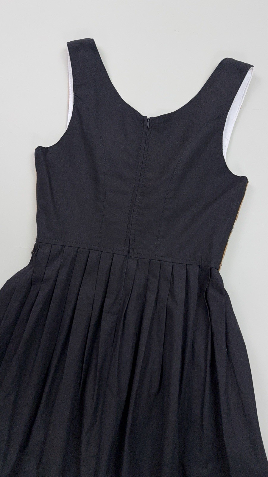 Vintage Oktoberfest Dirndl Dress Long 100% Cotton Bavarian XS Brown Black