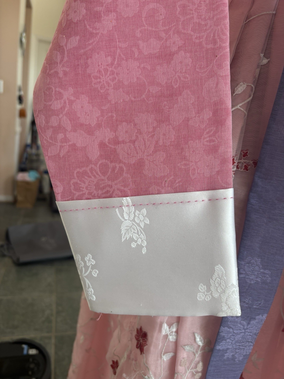 Korean Hanbok 3-tiered floral embroidery skirt Korea Handmade