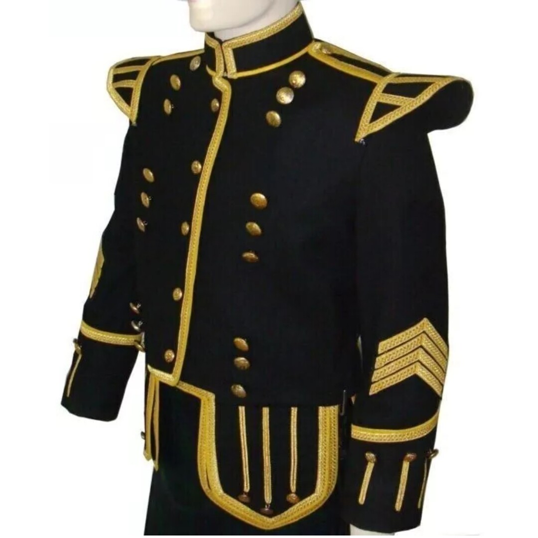 Doublet Kilt Jacket Scottish Military Piper Men’s Wool Tunic Drummer Uniform