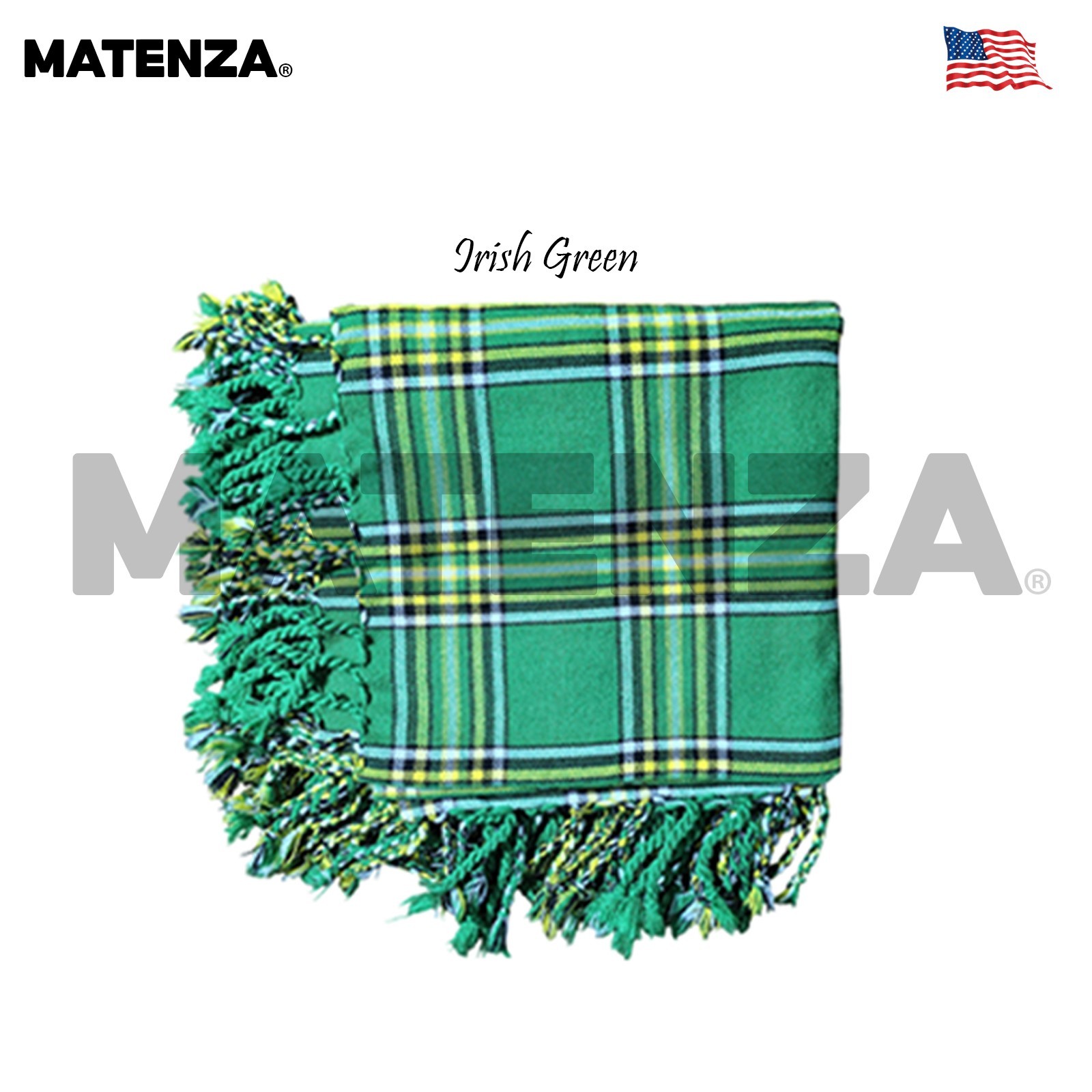 Irish Green Tartan 5Pc Scottish Kilt Accessories Highland Wear Set