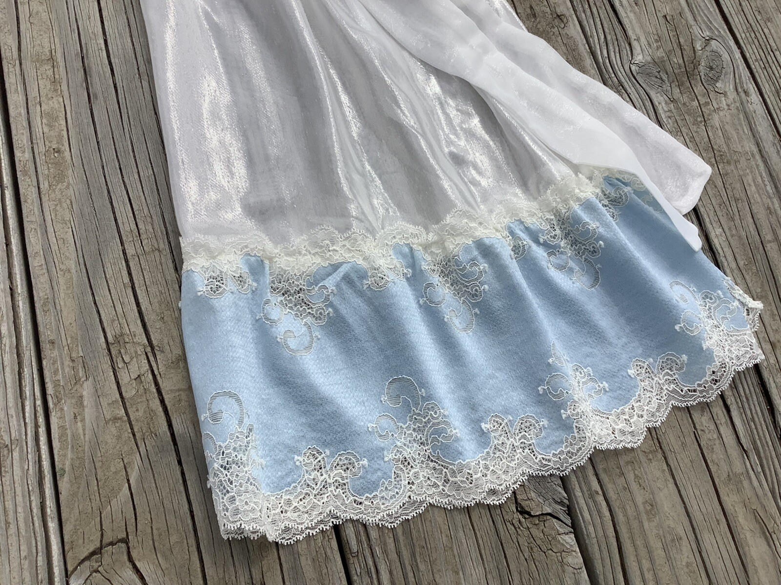 Offwhite sheer apron Light Blue Lace ruffles, Octoberfest Bridal Shower Dirndl