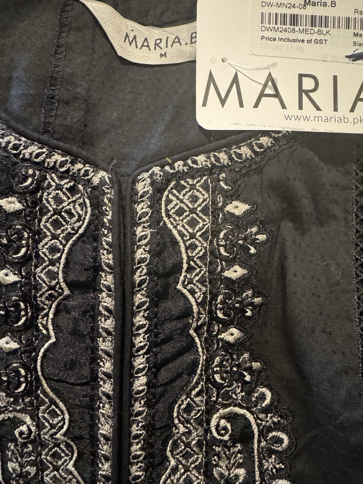 Eid Sale Pakistani Indian Designer Maria B Black Shalwar Kameez Kaftan Dress M/L