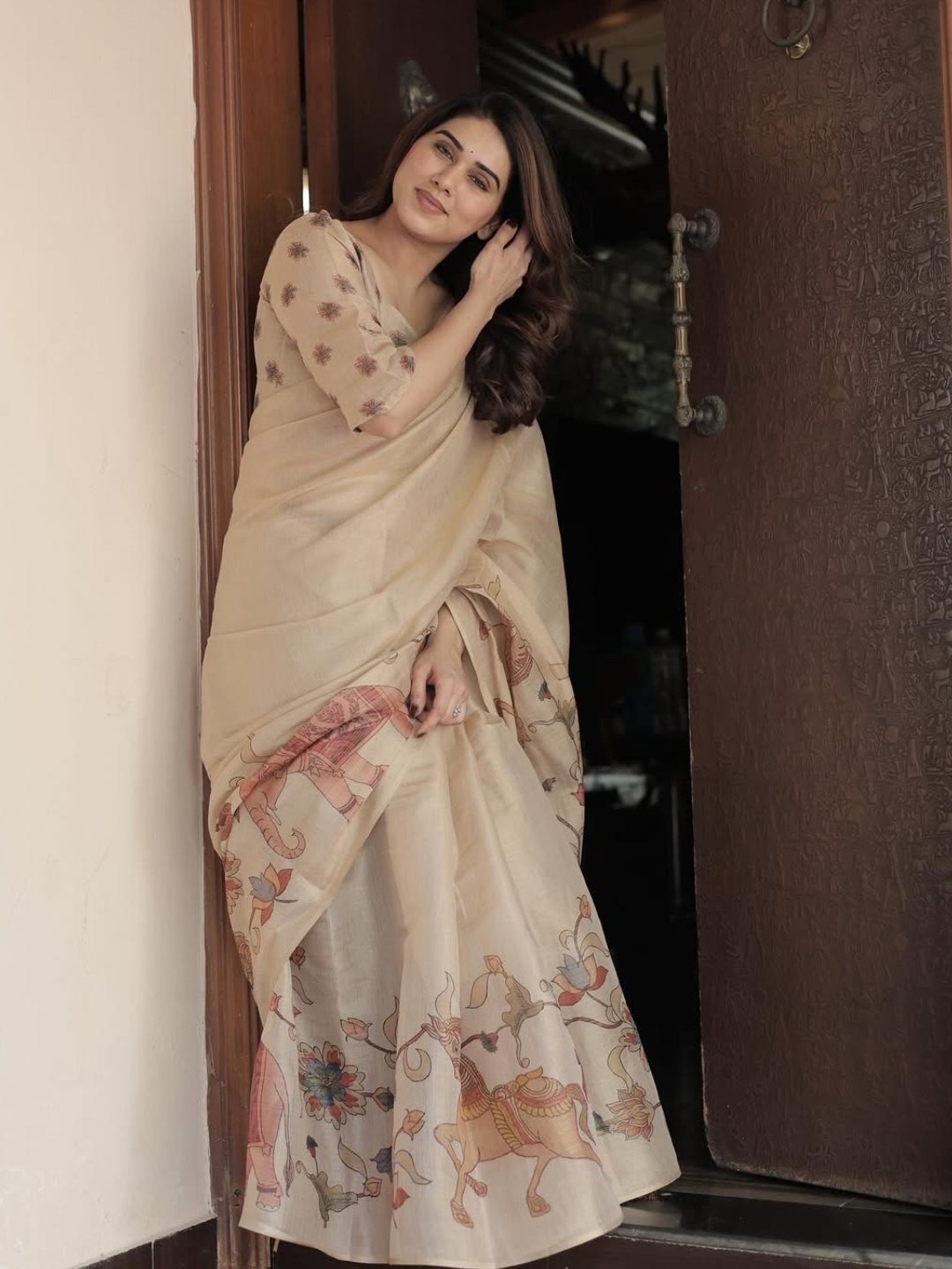 Designer Handloom Linen Tissue Silk Saree 6.30 M with Matching Blouse Soft sari