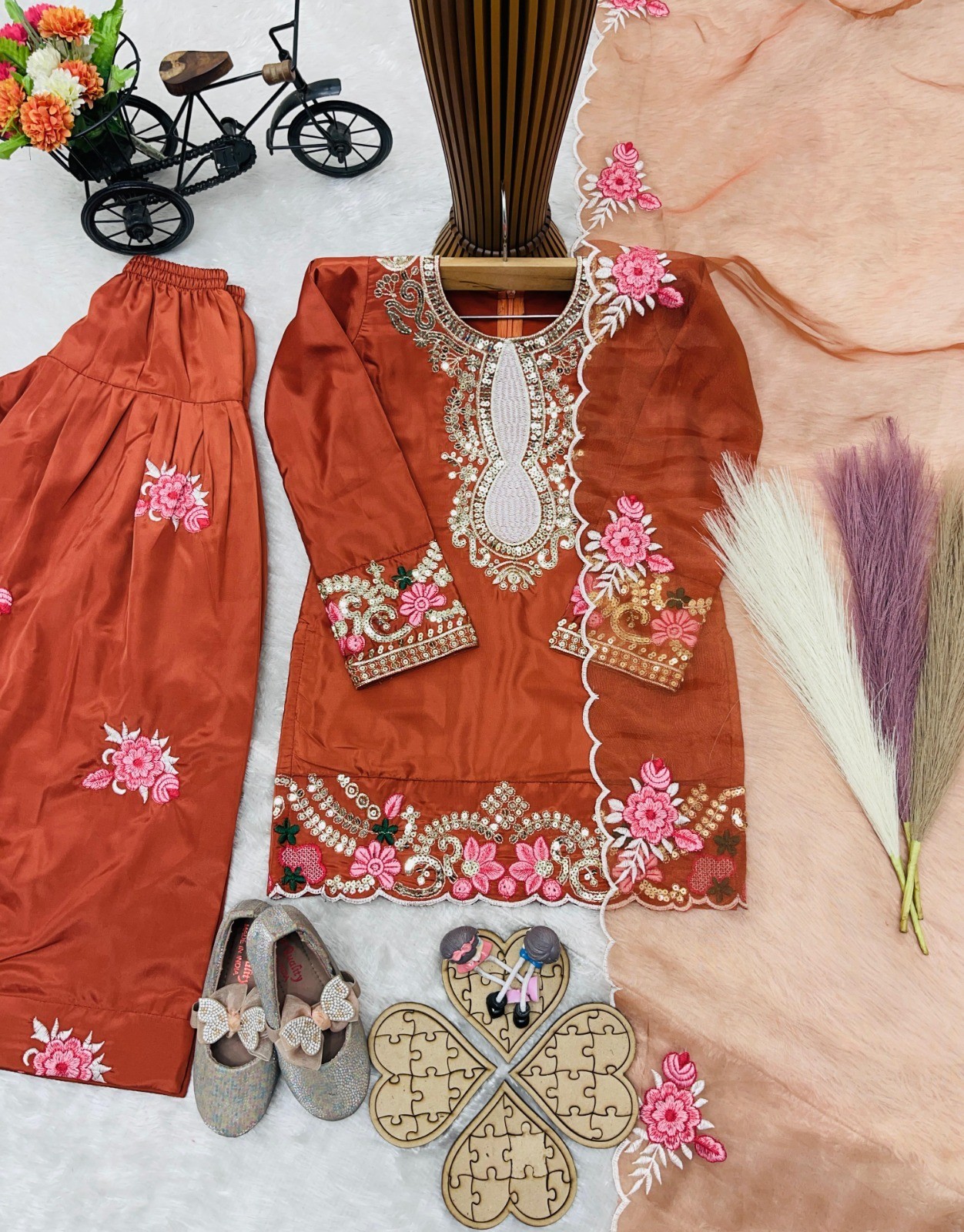 Readymade kids girls salwar kameez party wear eid indian girls designer dress
