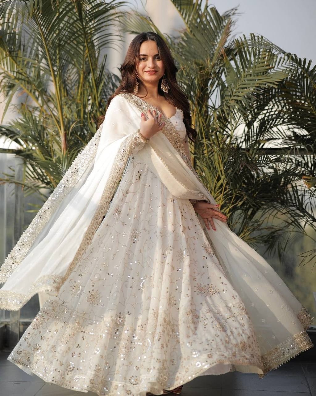 Ready To Wear GEORGETTE Anarkali Gown Suit Sequence Work Festive Sharara Style