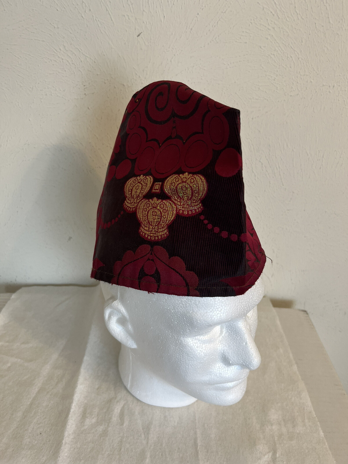 Men’s Red Handmade Afican Traditional Chieftaincy Hat. One Size.