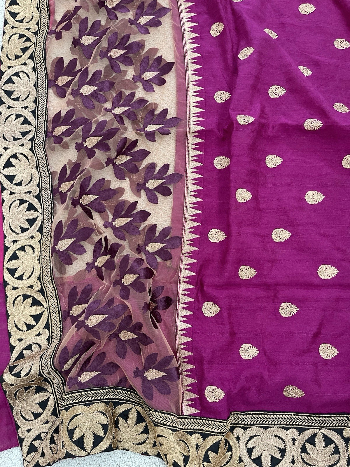 Gorgeous Tussar Cotton With Embroidery And Designer Net Border