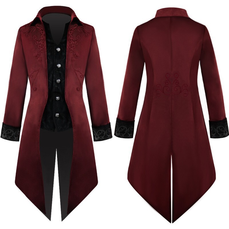 Men Tuxedo Medieval Gothic Tailcoat for Prom Cosplay Halloween Mens Steampunk