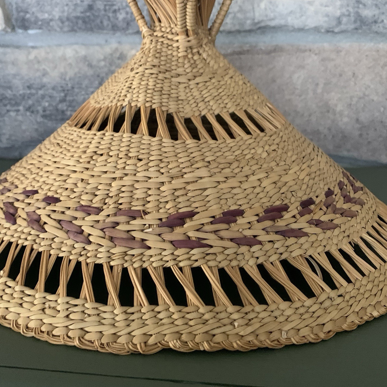 Mokorotlo Traditional Native African Woven Round Conical Hat 14”