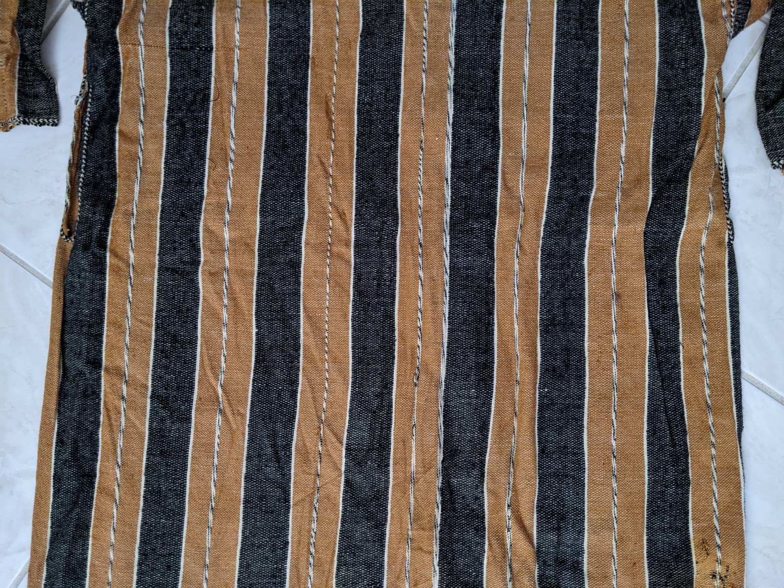Vtg Handmade Moroccan Djellabah Stripes Jellaba Kaftan Wool Hooded Thobe Long