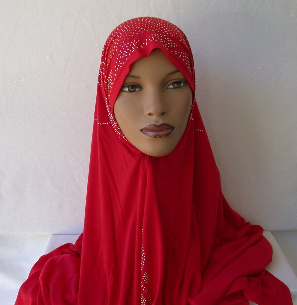 RED Fashion Rhinestones Scarves 28 x 70 inch Hijab