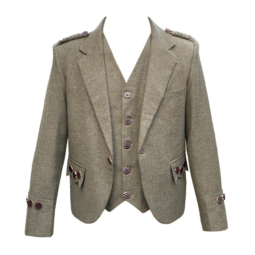 Scottish Tweed Argyll Kilt Jacket & Waistcoat- Men Argyll Jacket For Sale