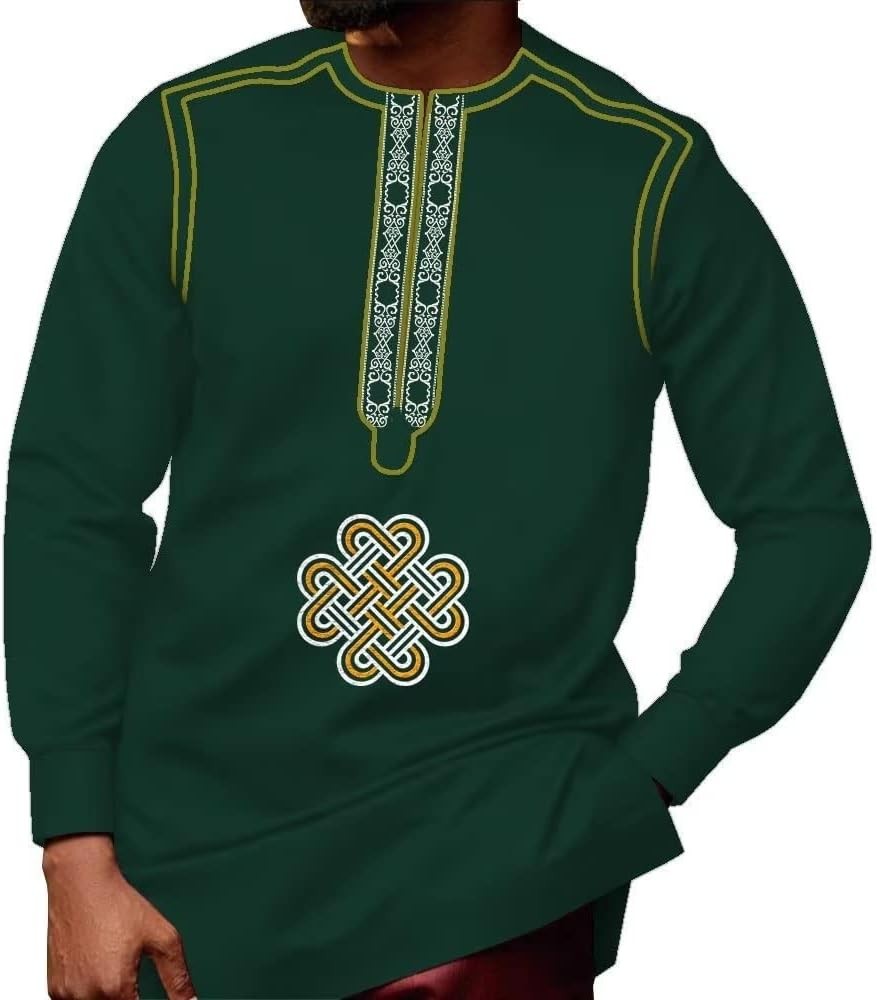 African Mens Shirts Embroidered Traditional African Top for Men