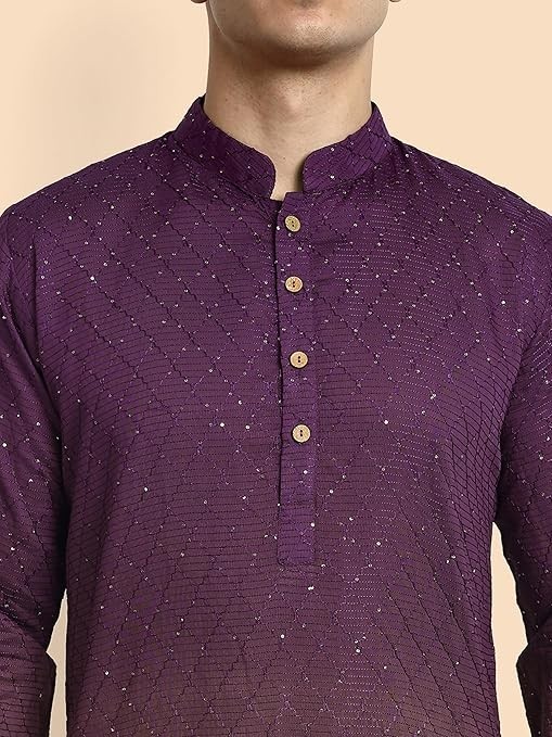 traditional Chikankari Embroidered Kurta with Elegant Sequence indian work