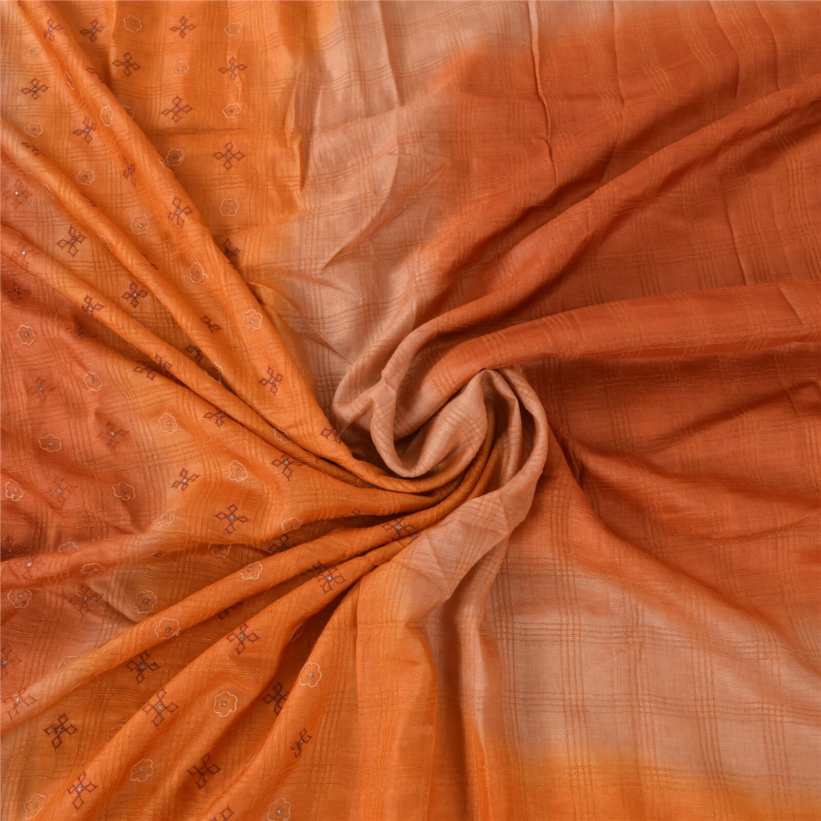 Sanskriti Vintage Indian Sarees Pure Silk Hand Embroidered Sari 5Yd Craft Fabric