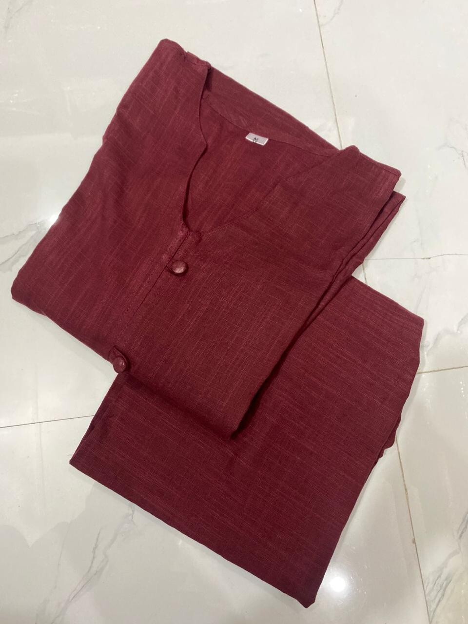 Indian Pakistani Cotton Slub Kurta Set Designer Women Ethnic Kurti Pant Set