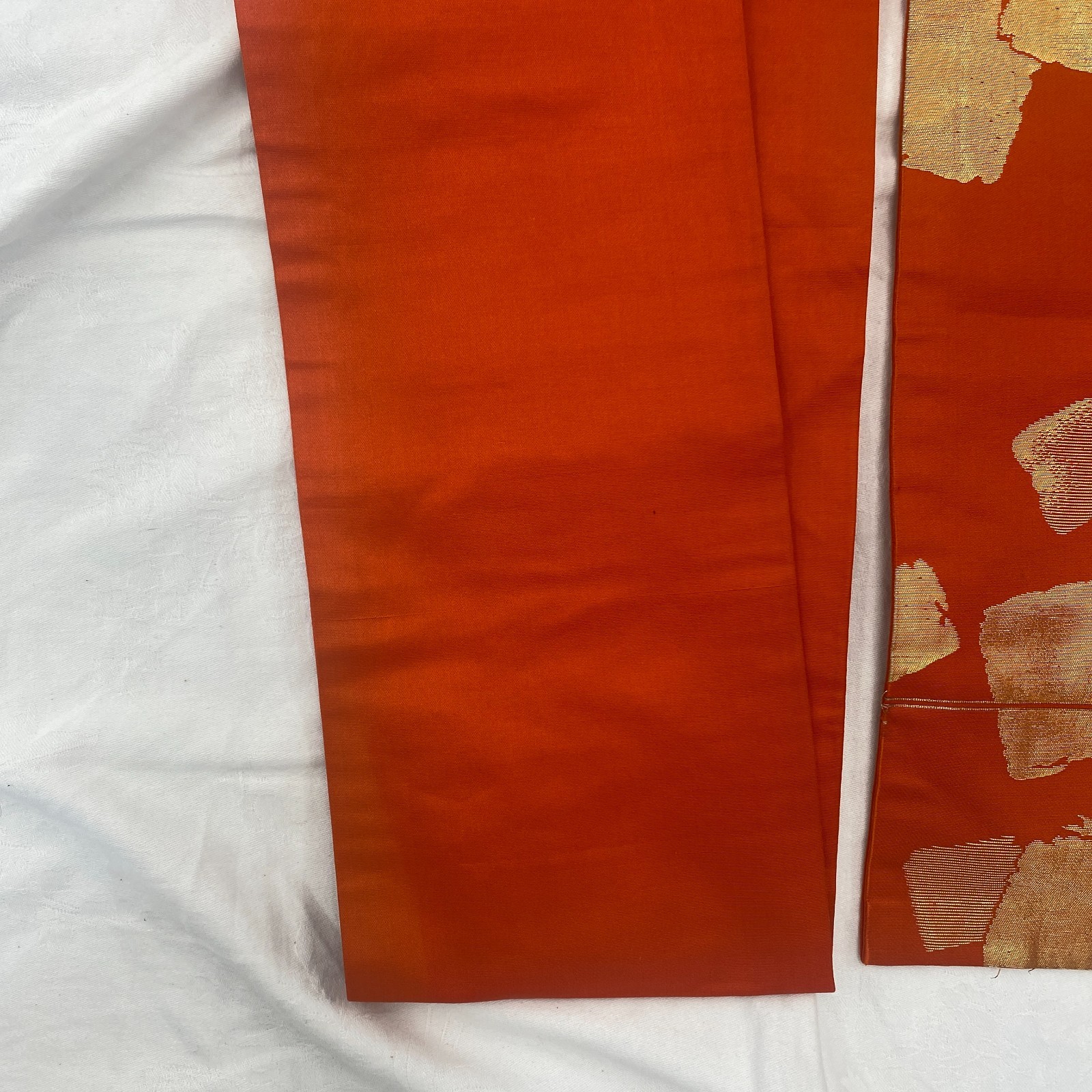 Japanese Vintage Kimono Nagoya Obi Silk Orange Traditional Authentic 131x 12 in