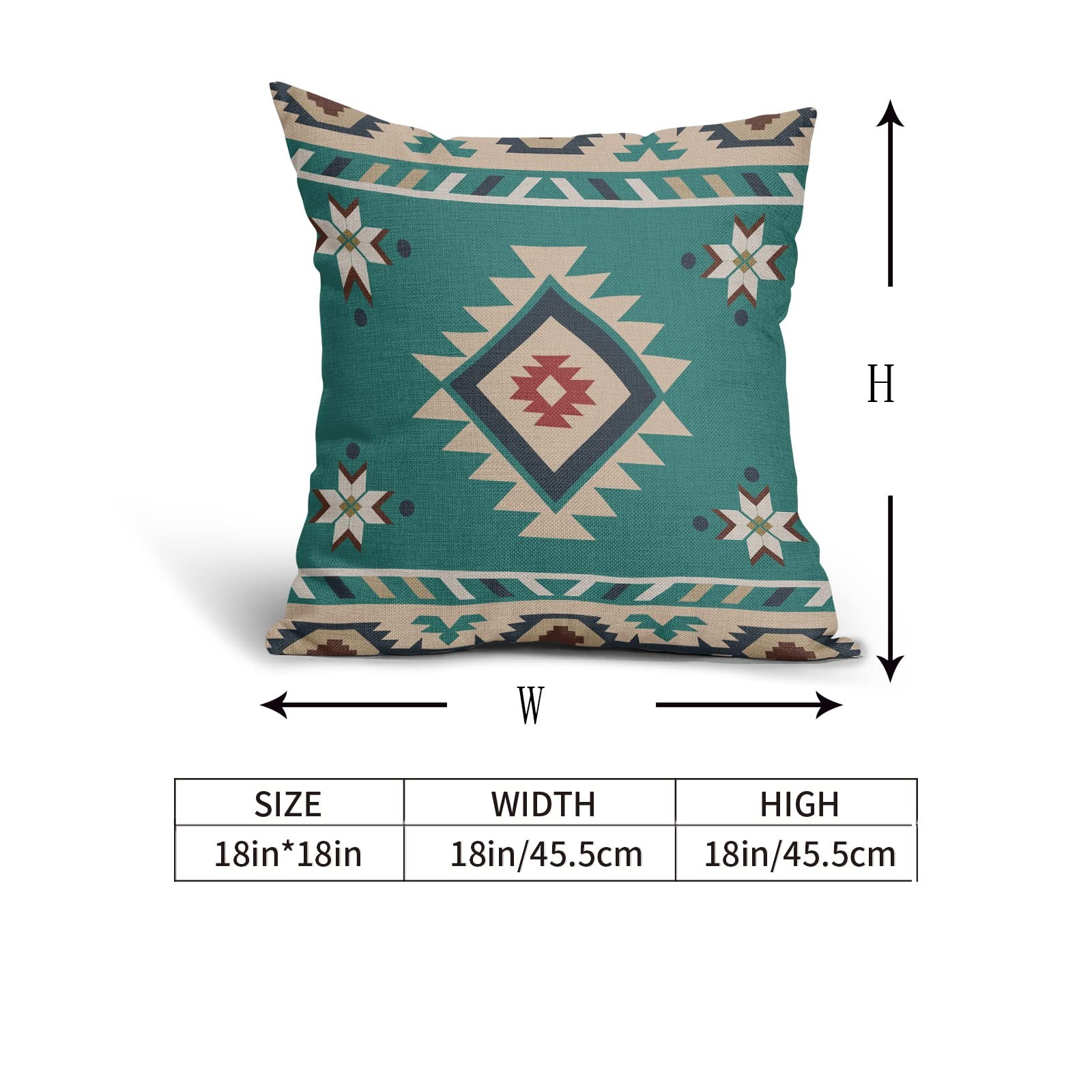 Sweetshow Western Native American Throw Pillow Covers 18X18 Inch Turquoise Blue