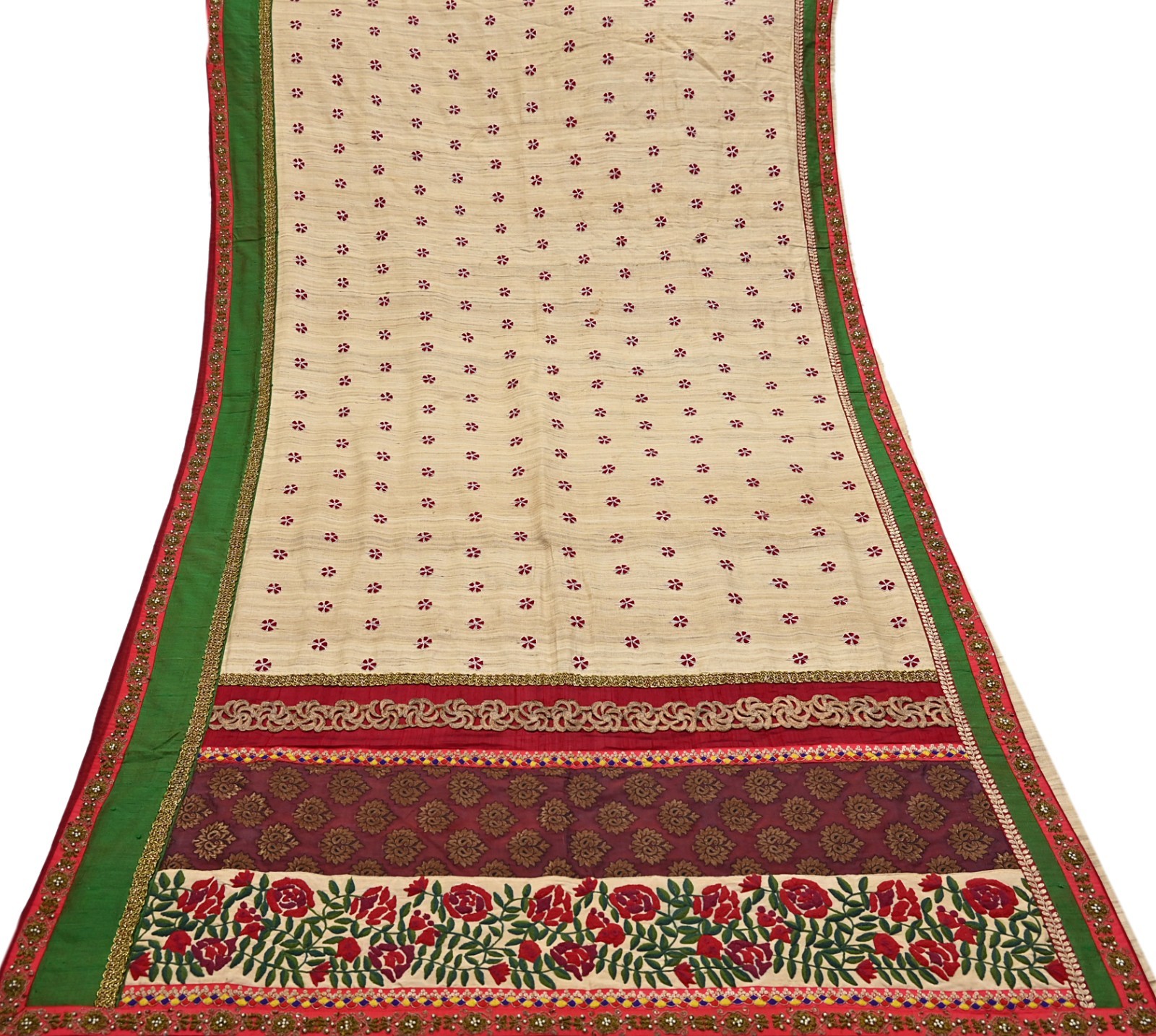 Pre-owned Pure Khadi Silk Hand Embroidered Banarasi Sabyasachi Designer Saree