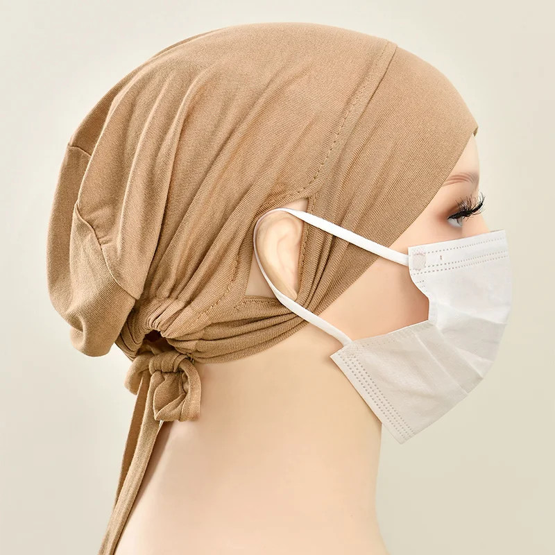 Jersey Cotton Muslim Women Under Hijab Cap With Ear Hole Inner Hijab Cap
