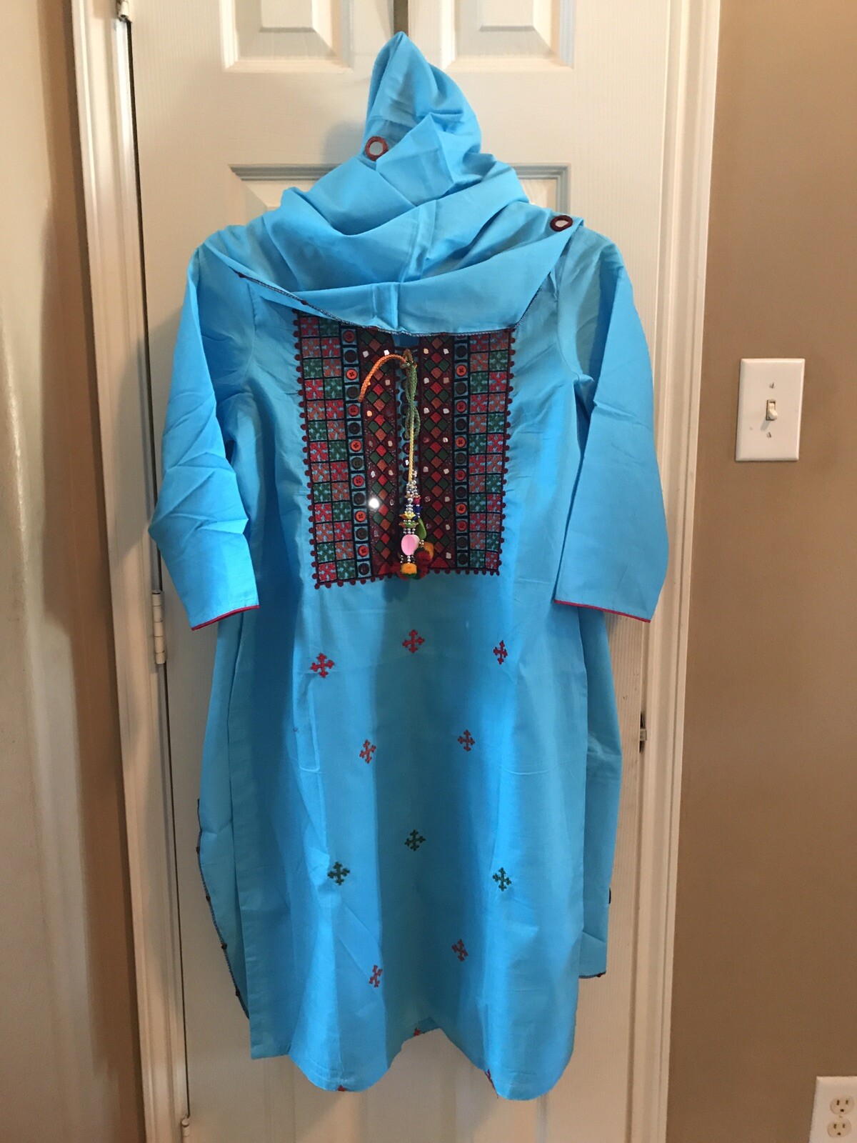 Indian Pakistani Lawn/Cotton Sindhi Full Embroidery and Mirror Button Work Suits