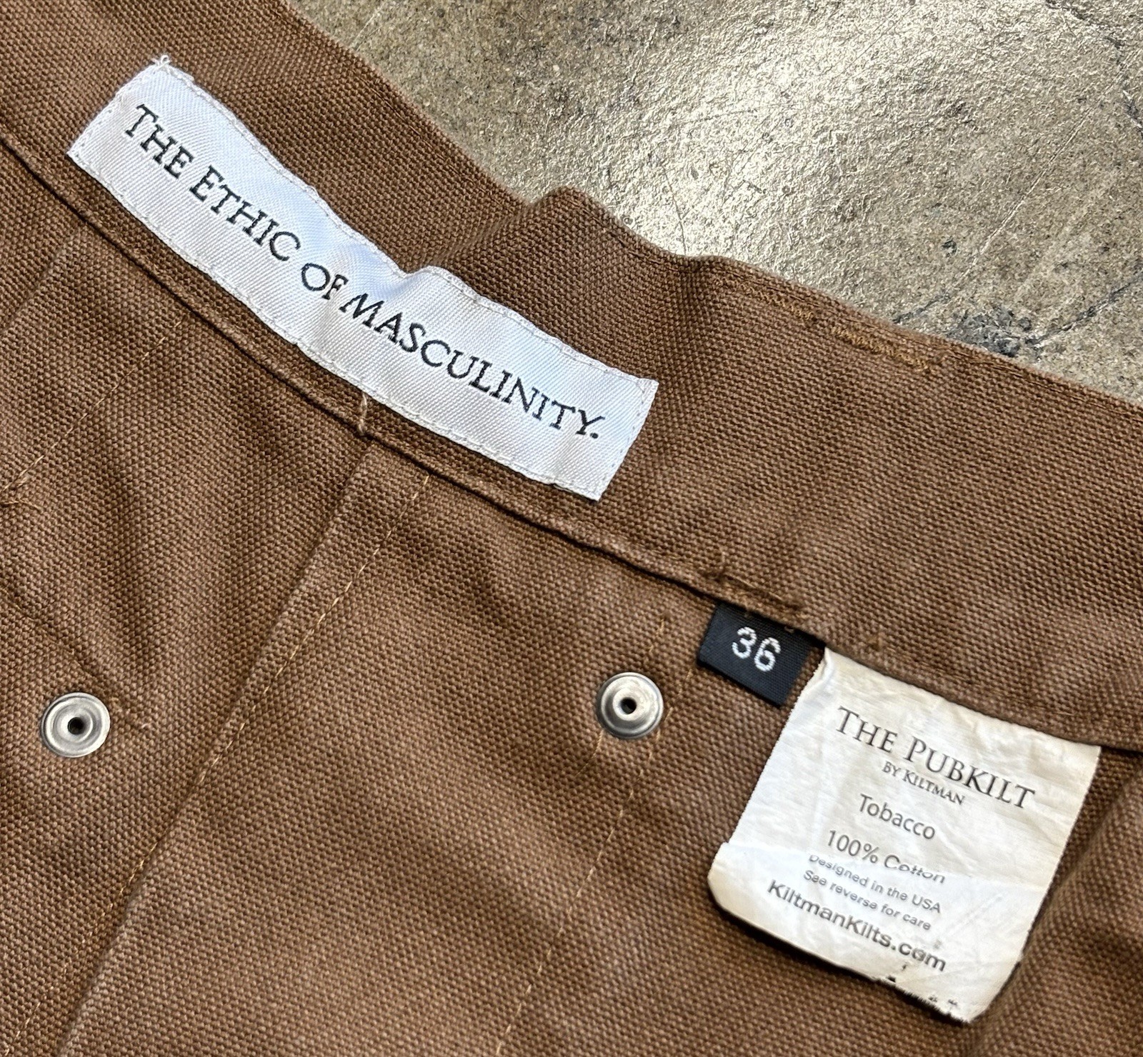 The Pubkilt By KILTMAN Brown Utility Kilt Men’s Size 36