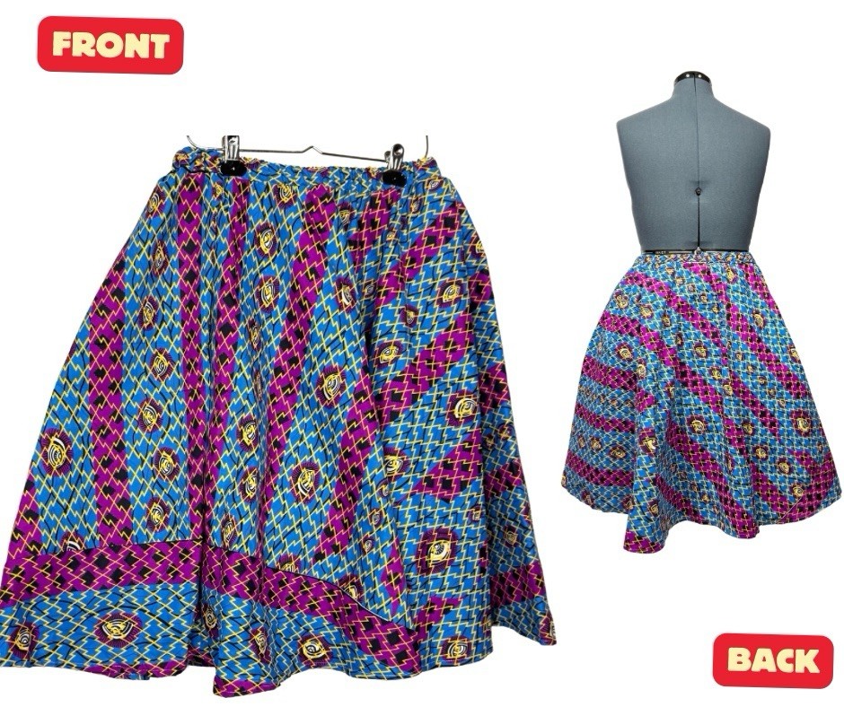 Ankara Skirt, African Print, Ntoma Skirt With Elastic Waist Band, Size-M, New