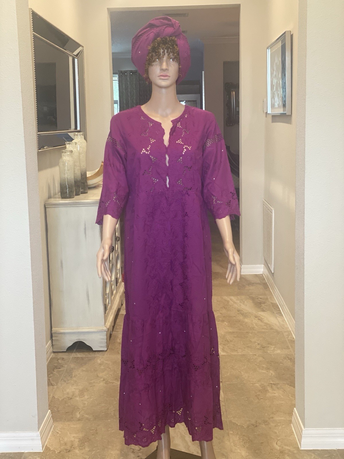 Women’s African Embroidered Dress With Wrap