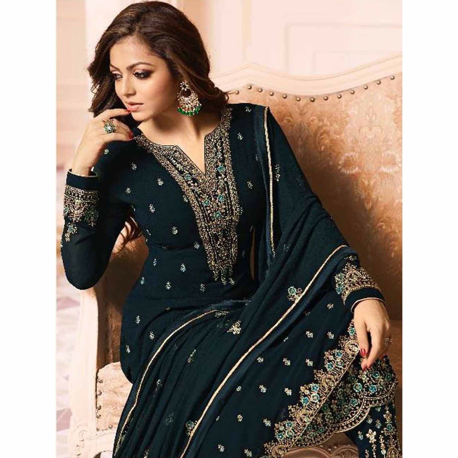 Pakistani Indian Plus Size Reception Wear Designer Anarkali Salwar Kameez Dress