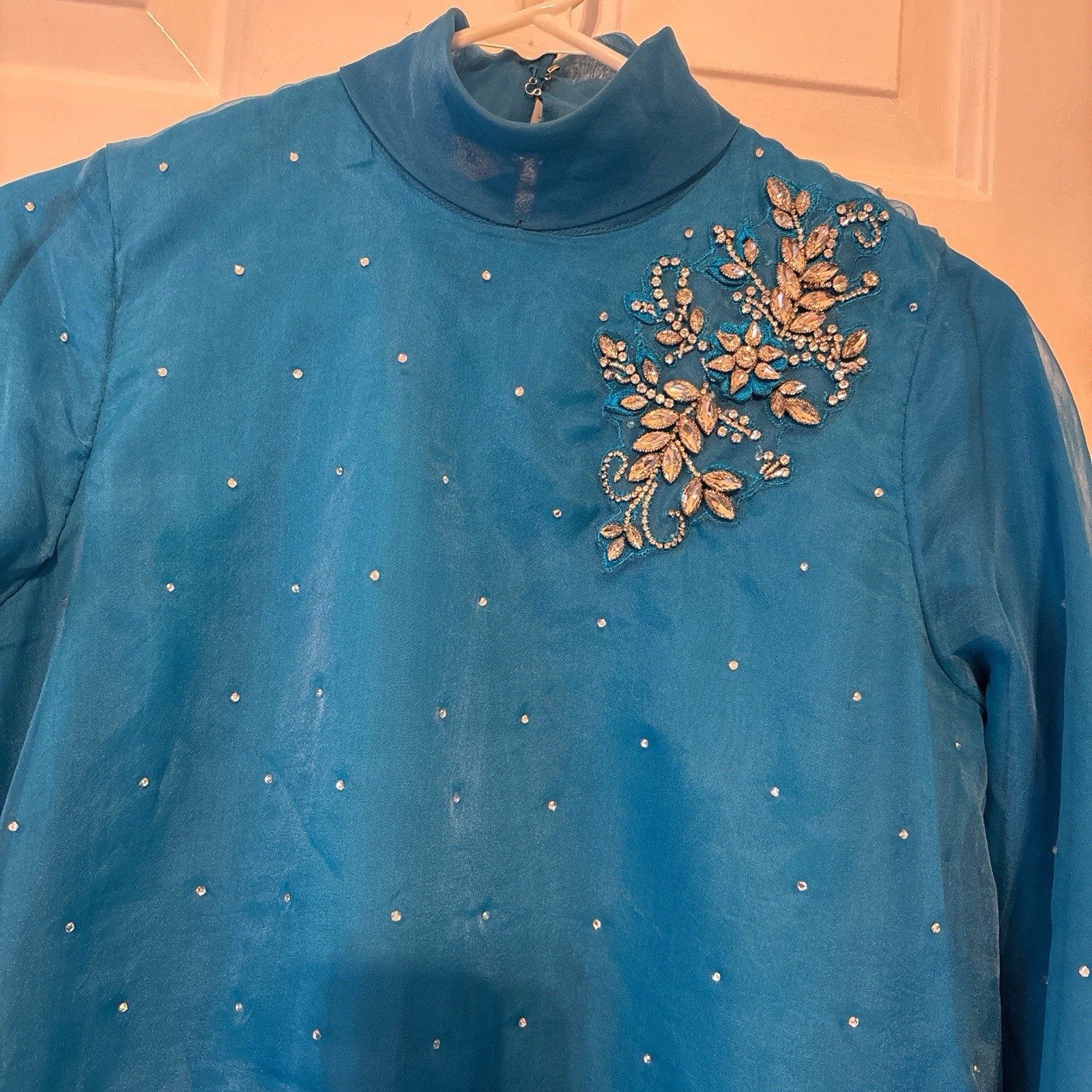 Maria B Luxury 3 Piece Blue Embroidered High-Low Kurti Trouser Dupatta Suit XS