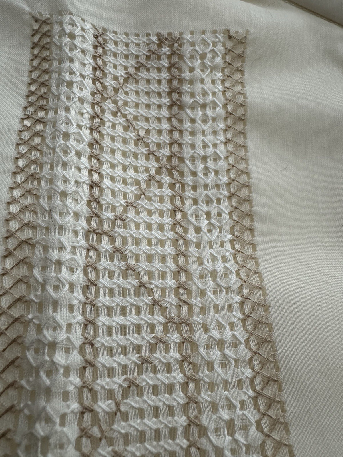 Cream Men’s Barong-Style Shirt with Embroidered Front