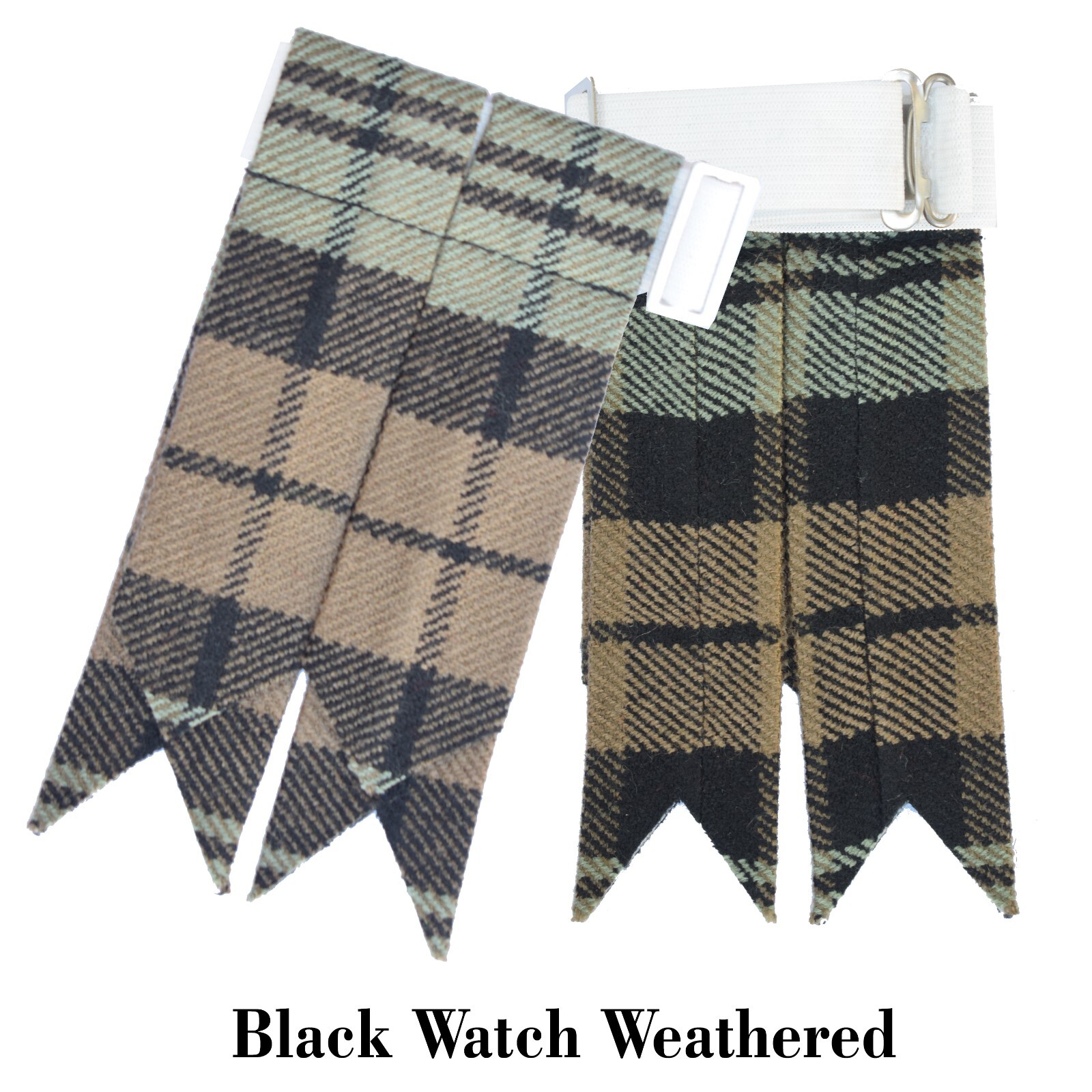 Men’s Scottish Black Watch Weathered Tartan Kilt Flashes