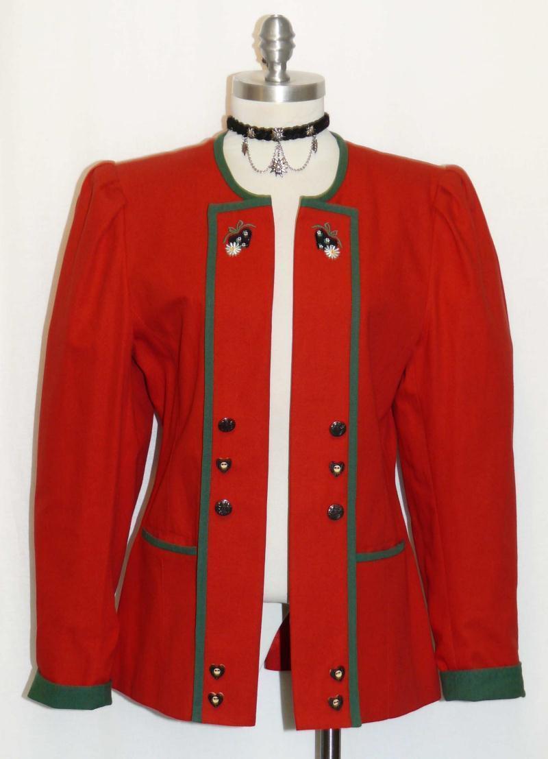 RED ~ COTTON & LINEN German Women Sport Riding Dress Suit JACKET Coat Eu 38 8 S