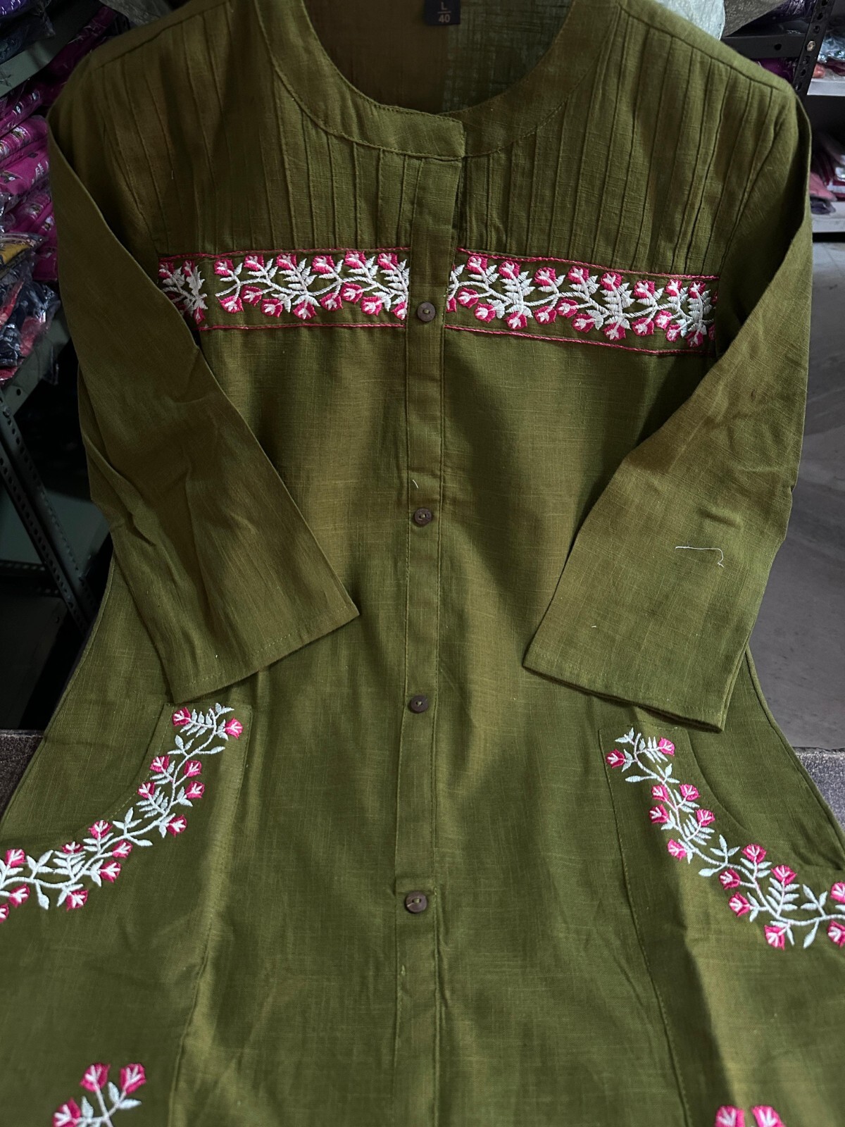 Cotton Slub Mehendi Green Kurta With Pant 2 Piece Fully Stitched Readymade Suits