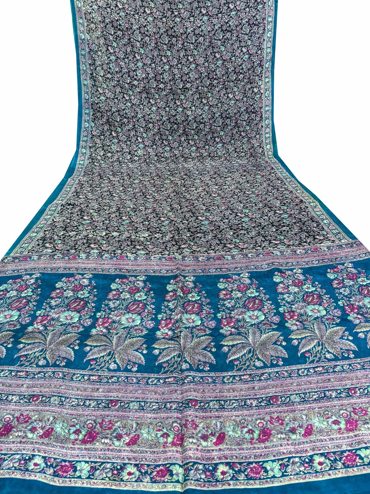 Vintage Blue Chiffon Silk Saree | Lightweight Fabric for DIY & Sewing CS1008