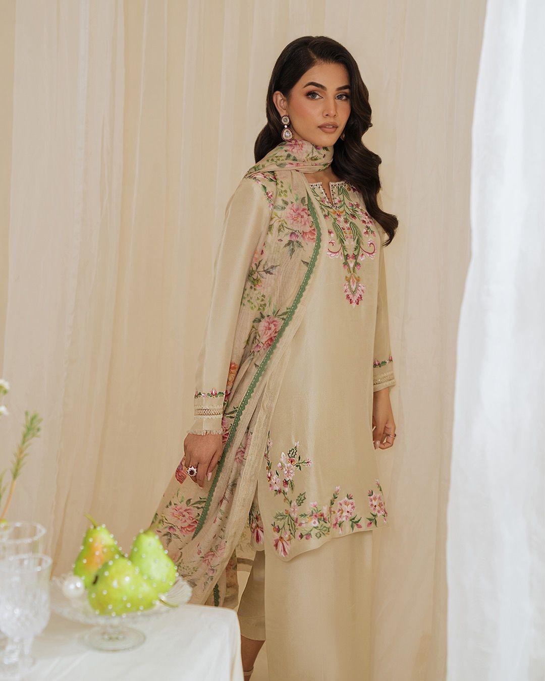 3 PIECE PAKISTANI DESIGNER FARSHI SHALWAR SUIT