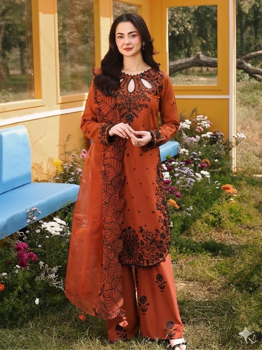 Presenting Pure Satin Rayon Orange Top Palazzo With Dupatta For Function Wear
