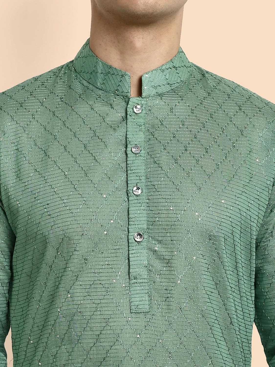 traditional Chikankari Embroidered Kurta with Elegant Sequence indian work