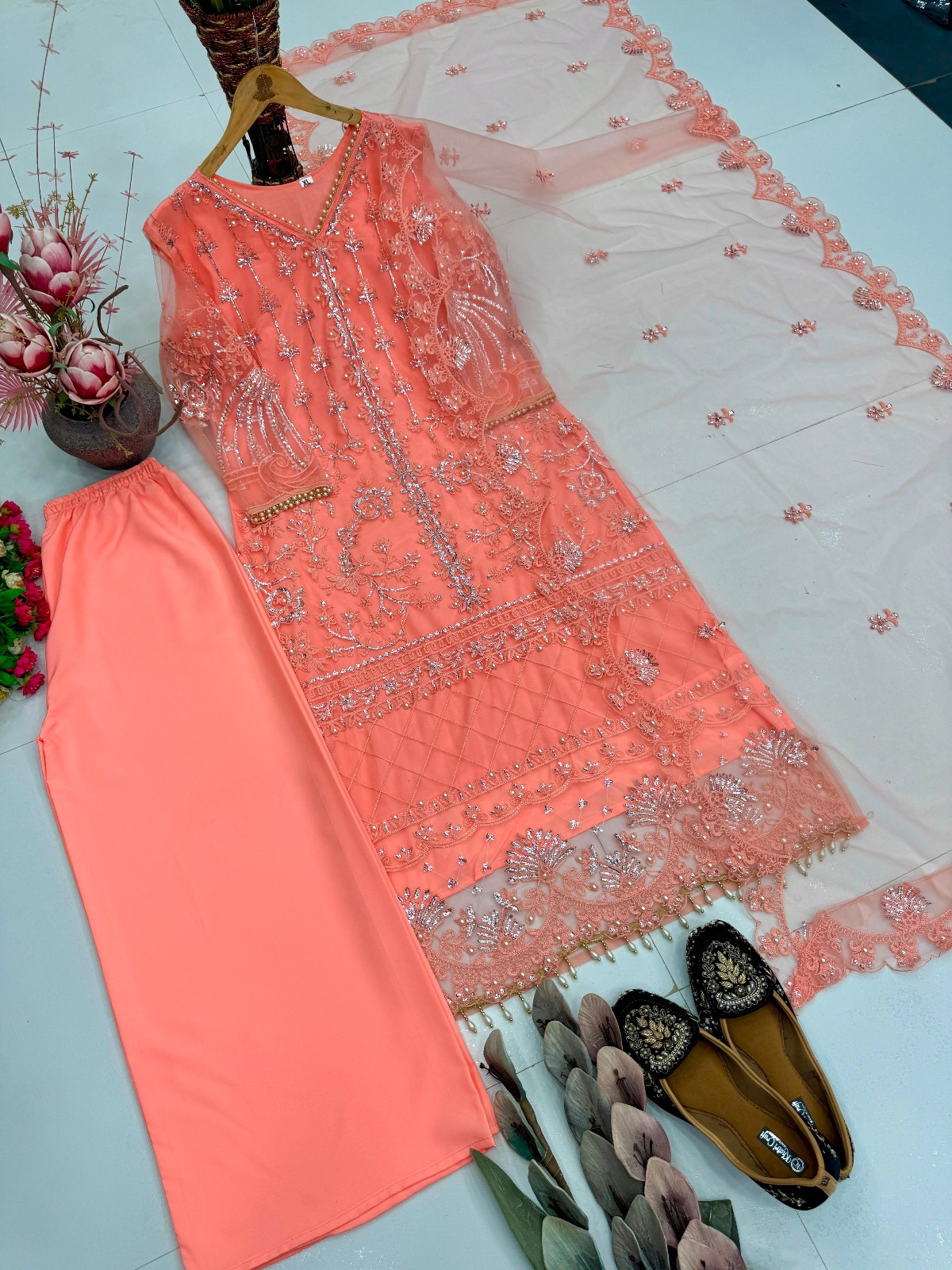 Designer Indian Pakistani top plazzo Bollywood Dress Party Wear Suit wedding