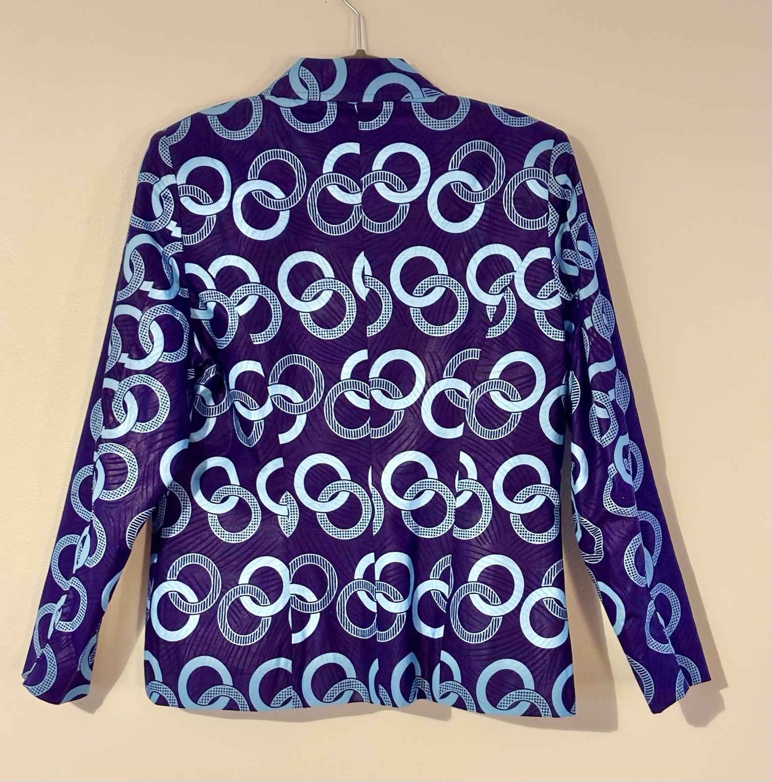 African Ankara Wax Fabric Women Jacket Blazer Coat Size 12/ Large NEW