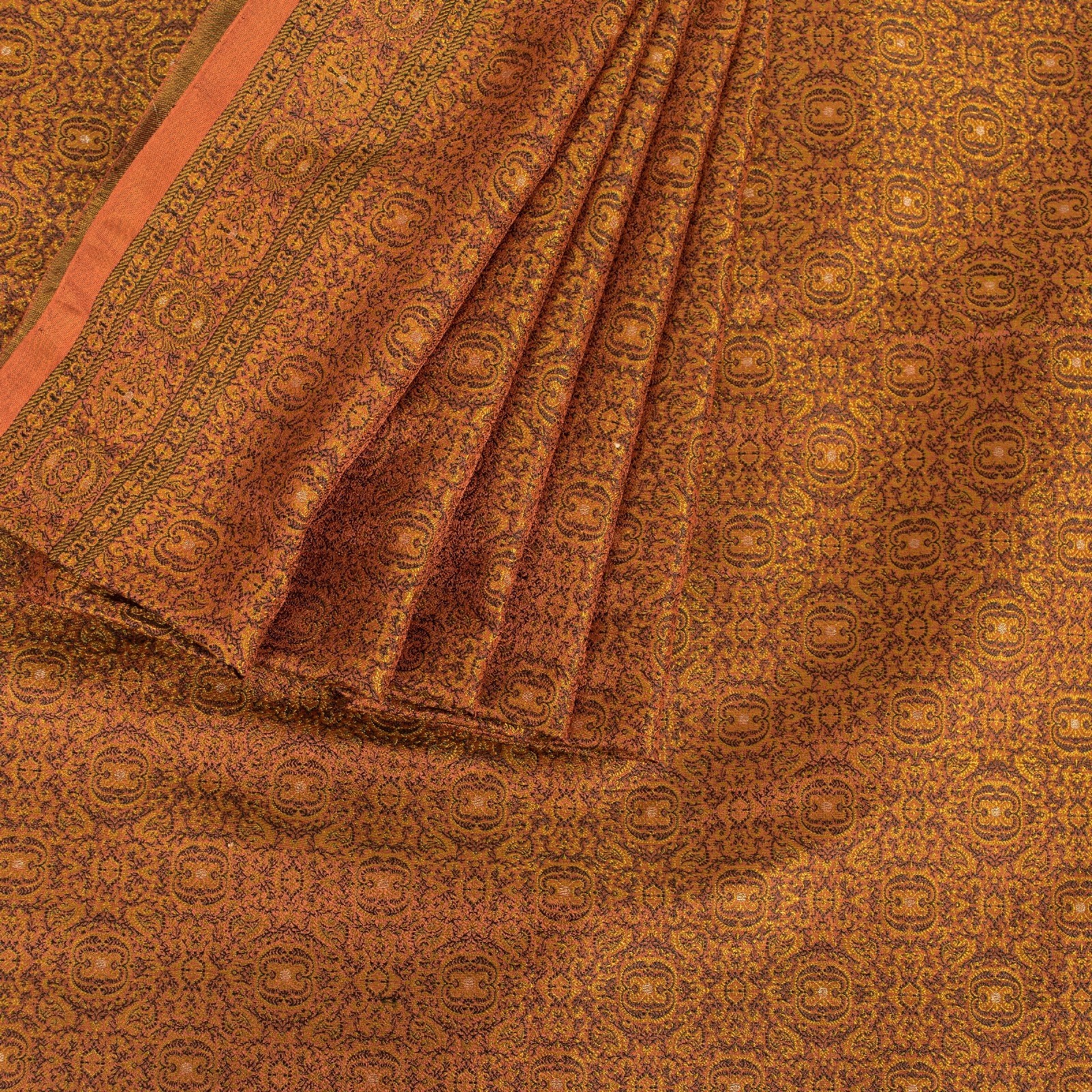 Sanskriti Vintage Brown Sarees Pure Silk Banarasi Woven 6Yd Heritage Indiansari