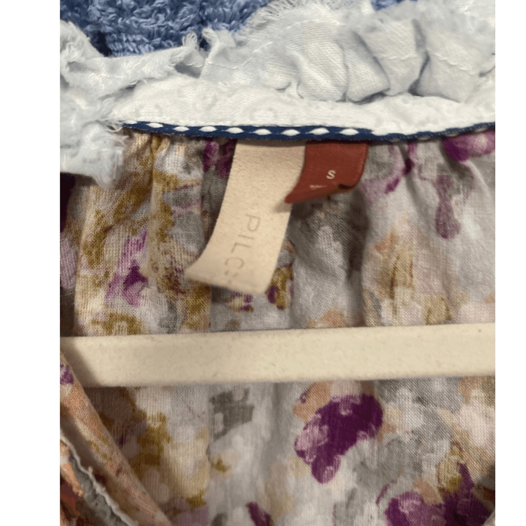 Pilcro Anthropologie Tavi Cream Floral Embroidered Boho Blouse Size Small